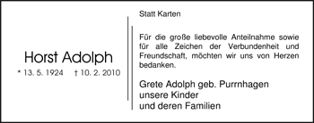 Traueranzeige von Horst Adolph von Nordwest-Zeitung