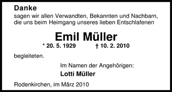 Traueranzeige von Emil Müller von Nordwest-Zeitung