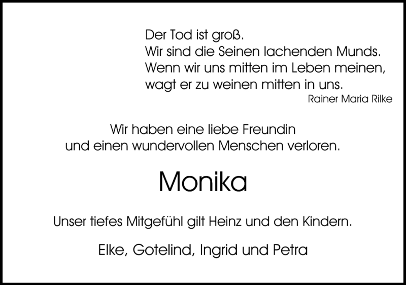  Traueranzeige für Monika Knigge-Stühring vom 04.05.2010 aus Nordwest-Zeitung