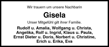 Traueranzeige von Gisela Normann von Nordwest-Zeitung