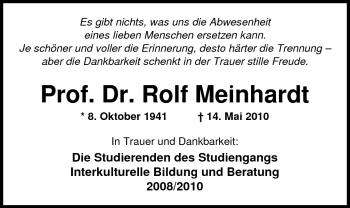 Traueranzeige von Prof. Dr. Rolf Meinhardt von Nordwest-Zeitung
