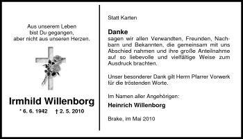 Traueranzeige von Irmhild Willenborg von Nordwest-Zeitung
