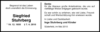 Traueranzeige von Siegfried Stuhrberg von Nordwest-Zeitung