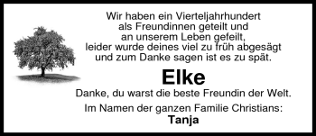 Traueranzeige von Elke Tretter von Nordwest-Zeitung