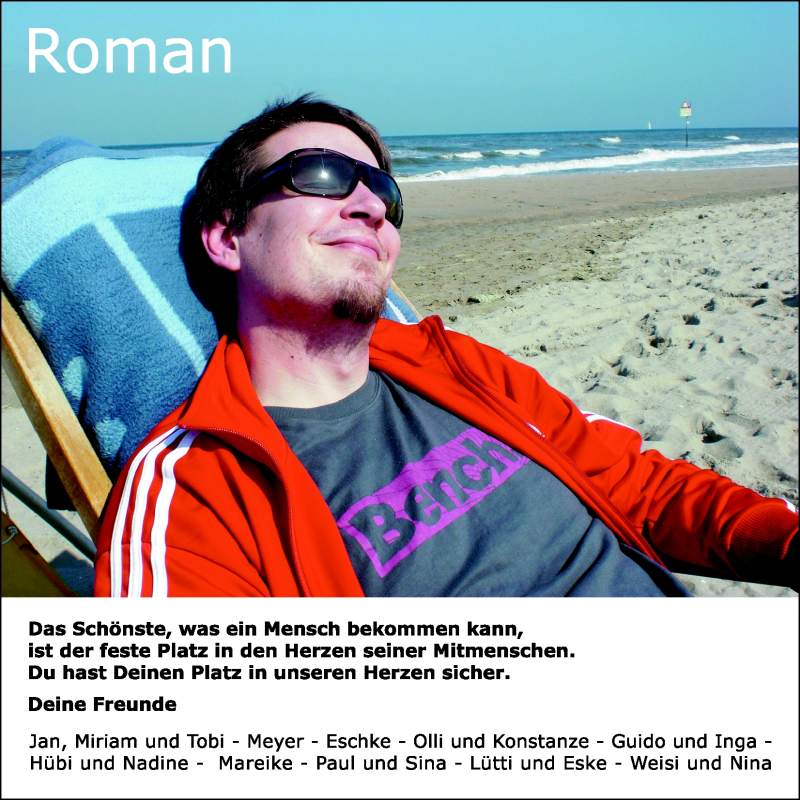  Traueranzeige für Roman Volke vom 05.06.2010 aus Nordwest-Zeitung
