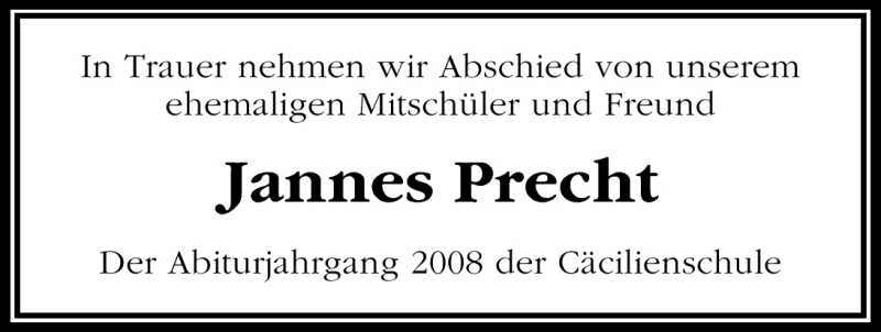  Traueranzeige für Jannes Precht vom 02.07.2010 aus Nordwest-Zeitung