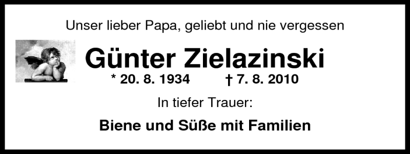  Traueranzeige für Günter Zielazinski vom 04.09.2010 aus Nordwest-Zeitung