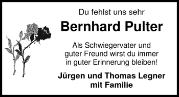 Traueranzeige von Bernhard Pulter von Nordwest-Zeitung