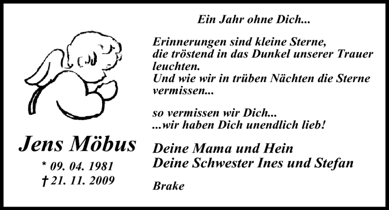  Traueranzeige für Jens Möbus vom 22.11.2010 aus Nordwest-Zeitung