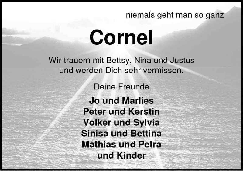  Traueranzeige für Cornel von Hoegen vom 14.12.2010 aus Nordwest-Zeitung