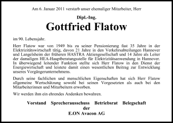 Traueranzeige von Gottfried Flatow von Nordwest-Zeitung