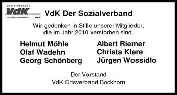 Traueranzeige von Helmuth Möhle von Nordwest-Zeitung