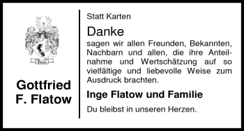 Traueranzeige von Gottfried Flatow von Nordwest-Zeitung