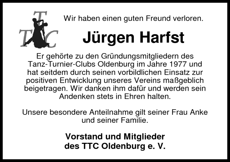  Traueranzeige für Jürgen Harfst vom 23.02.2011 aus Nordwest-Zeitung