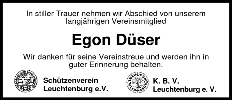  Traueranzeige für Egon Düser vom 23.07.2011 aus Nordwest-Zeitung