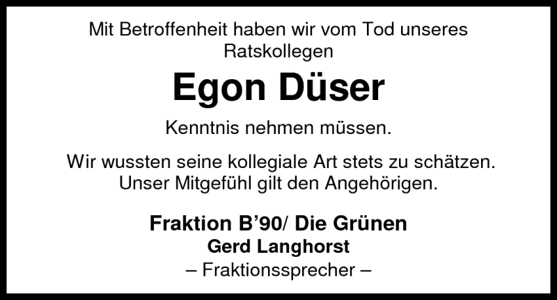  Traueranzeige für Egon Düser vom 23.07.2011 aus Nordwest-Zeitung