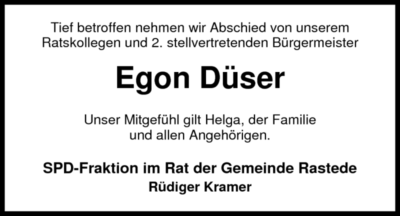  Traueranzeige für Egon Düser vom 25.07.2011 aus Nordwest-Zeitung