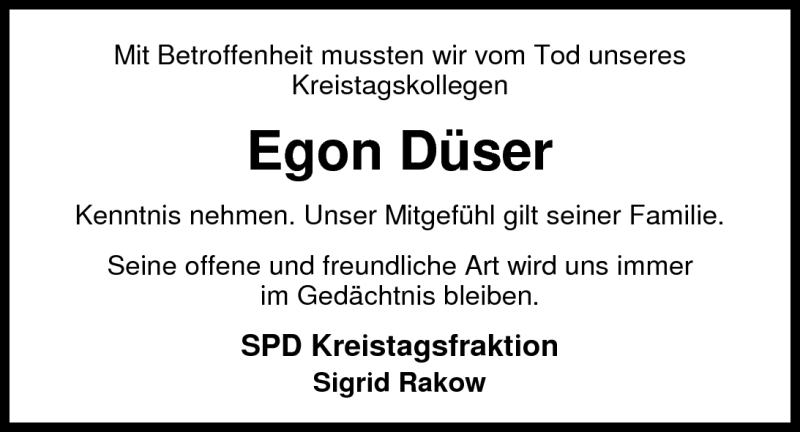  Traueranzeige für Egon Düser vom 25.07.2011 aus Nordwest-Zeitung