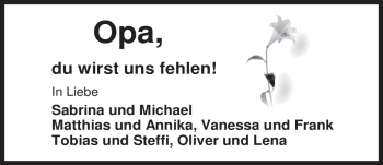 Traueranzeige von Ludwig Stöcker von Nordwest-Zeitung