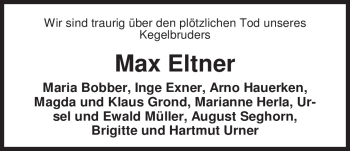 Traueranzeige von Max Eltner von Nordwest-Zeitung