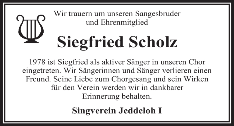  Traueranzeige für Siegfried Scholz vom 31.10.2011 aus Nordwest-Zeitung
