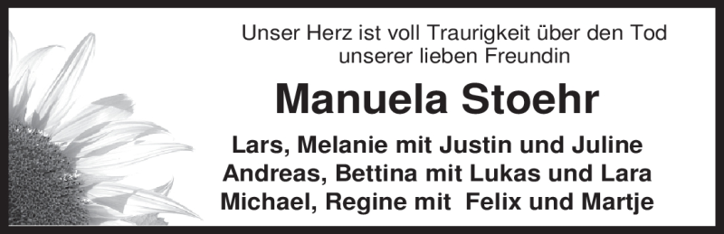  Traueranzeige für Manuela Stoehr vom 02.11.2011 aus Nordwest-Zeitung