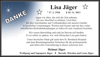 Traueranzeige von Lisa Jäger von Nordwest-Zeitung