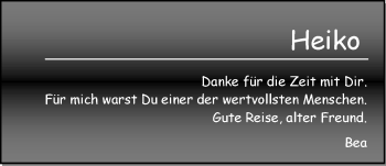 Traueranzeige von Heiko Pasternak von Nordwest-Zeitung