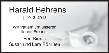 Traueranzeige von Harald Behrens von Nordwest-Zeitung