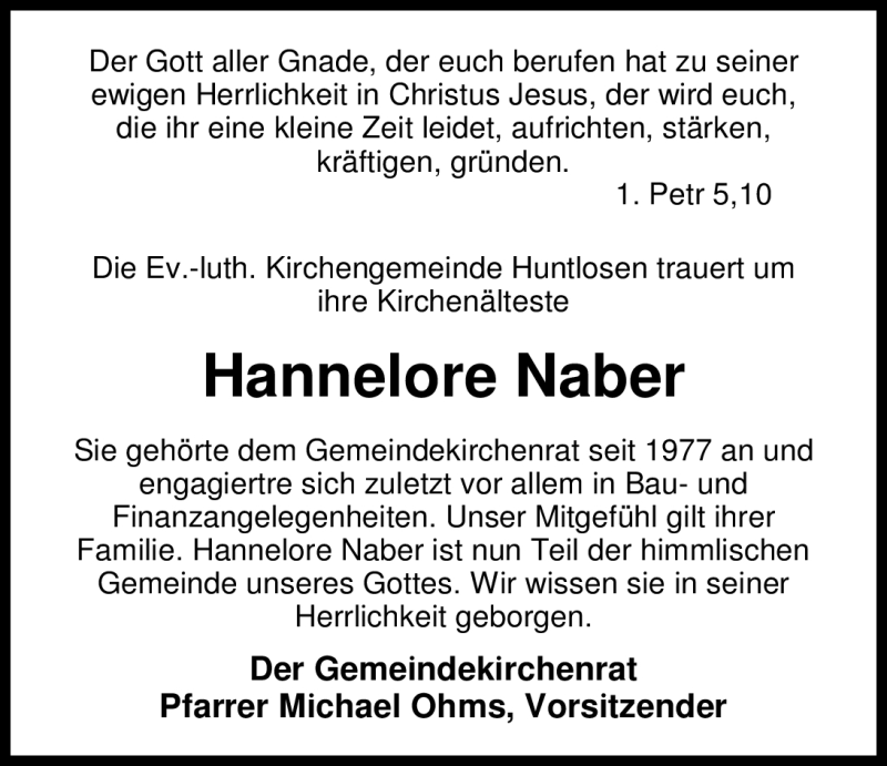  Traueranzeige für Hannelore Naber vom 21.03.2012 aus Nordwest-Zeitung