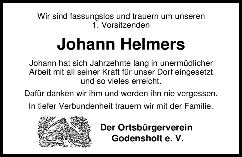  Traueranzeige für Johann Helmers vom 05.04.2012 aus Nordwest-Zeitung