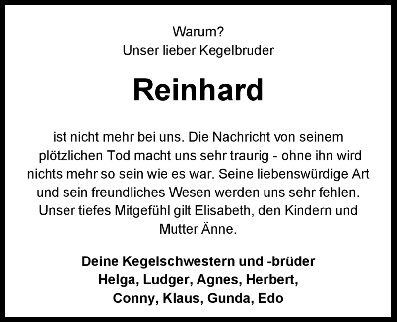  Traueranzeige für Reinhard Block vom 05.05.2012 aus Nordwest-Zeitung