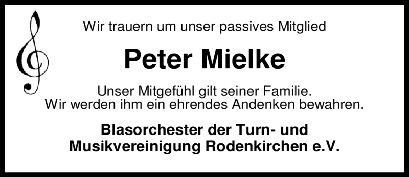  Traueranzeige für Peter Mielke vom 09.05.2012 aus Nordwest-Zeitung