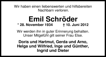 Traueranzeige von Emil Schröder von Nordwest-Zeitung
