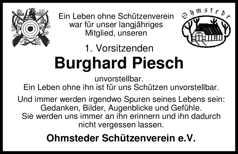  Traueranzeige für Burghard Piesch vom 20.06.2012 aus Nordwest-Zeitung