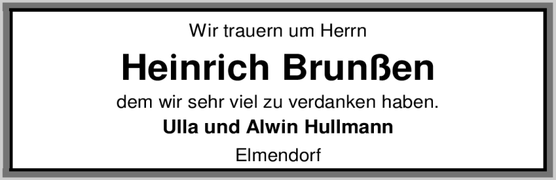  Traueranzeige für Heinrich Brunßen vom 31.08.2012 aus Nordwest-Zeitung