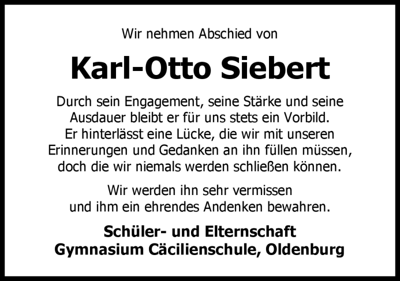  Traueranzeige für Karl-Otto Siebert vom 11.10.2012 aus Nordwest-Zeitung