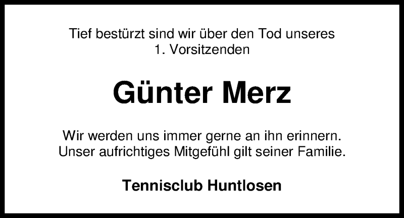  Traueranzeige für Günter Merz vom 22.01.2013 aus Nordwest-Zeitung