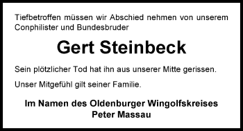 Traueranzeige von Gert Steinbeck von Nordwest-Zeitung