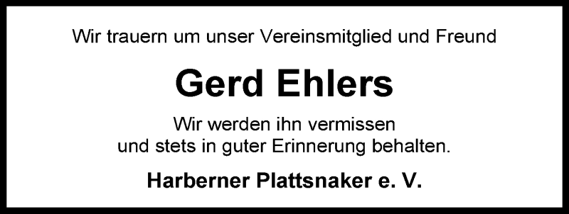 Traueranzeige für Gerd Manfred Ehlers vom 04.06.2013 aus Nordwest-Zeitung