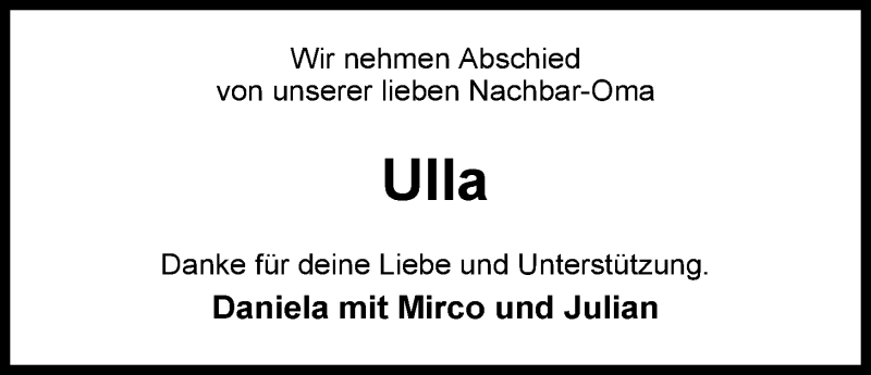  Traueranzeige für Ursula Frühauf vom 05.06.2013 aus Nordwest-Zeitung