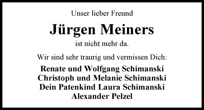  Traueranzeige für Hans-Jürgen Meiners vom 20.06.2013 aus Nordwest-Zeitung