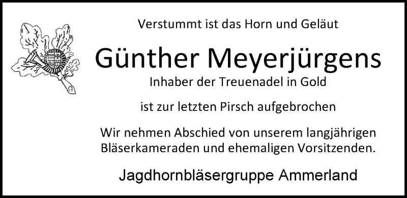  Traueranzeige für Günther Meyerjürgens vom 11.07.2013 aus Nordwest-Zeitung