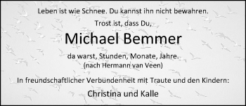 Traueranzeige von Michael Bemmer von Nordwest-Zeitung