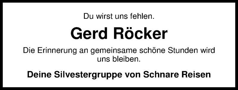  Traueranzeige für Gerhard Röcker vom 27.07.2013 aus Nordwest-Zeitung