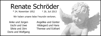 Traueranzeige von Renate Schröder von Nordwest-Zeitung