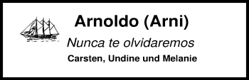 Traueranzeige von Arnoldo Klemme-Davis von Nordwest-Zeitung
