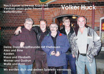 Traueranzeige von Volker Huck von Nordwest-Zeitung