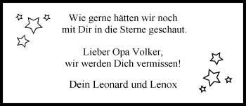 Traueranzeige von Volker Huck von Nordwest-Zeitung