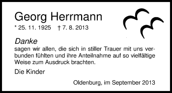 Traueranzeige von Georg Herrmann von Nordwest-Zeitung